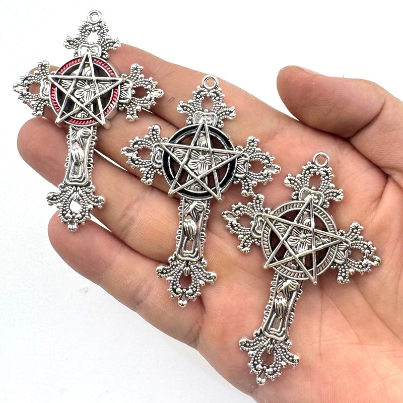 Vintage Fashion Tumblr - 2 Stück 30x15mm gotische große Kreuz-Stern-Anhänger