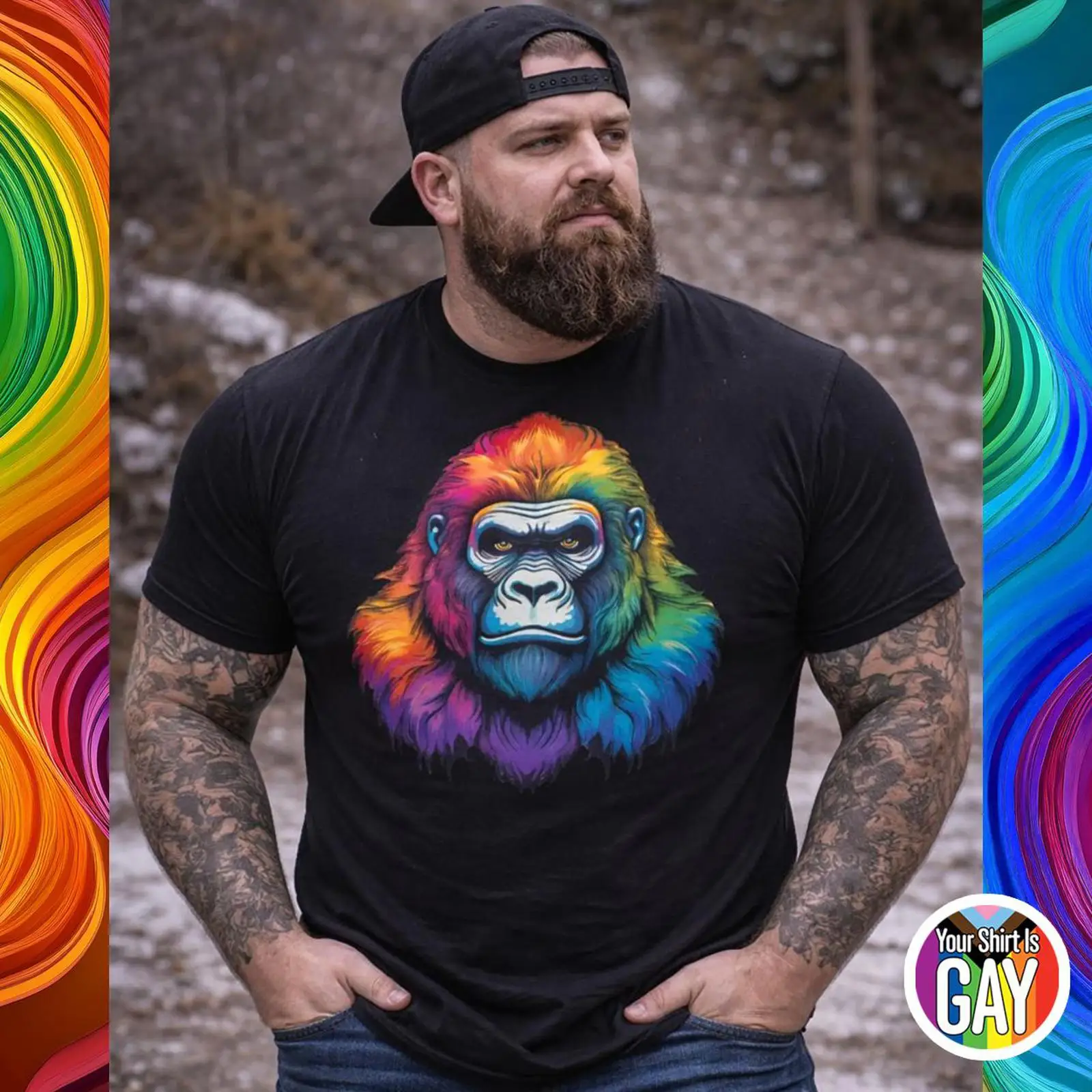 Vintage Fashion Community - Gay Gorilla Pride T-Shirt Rainbow Bear
