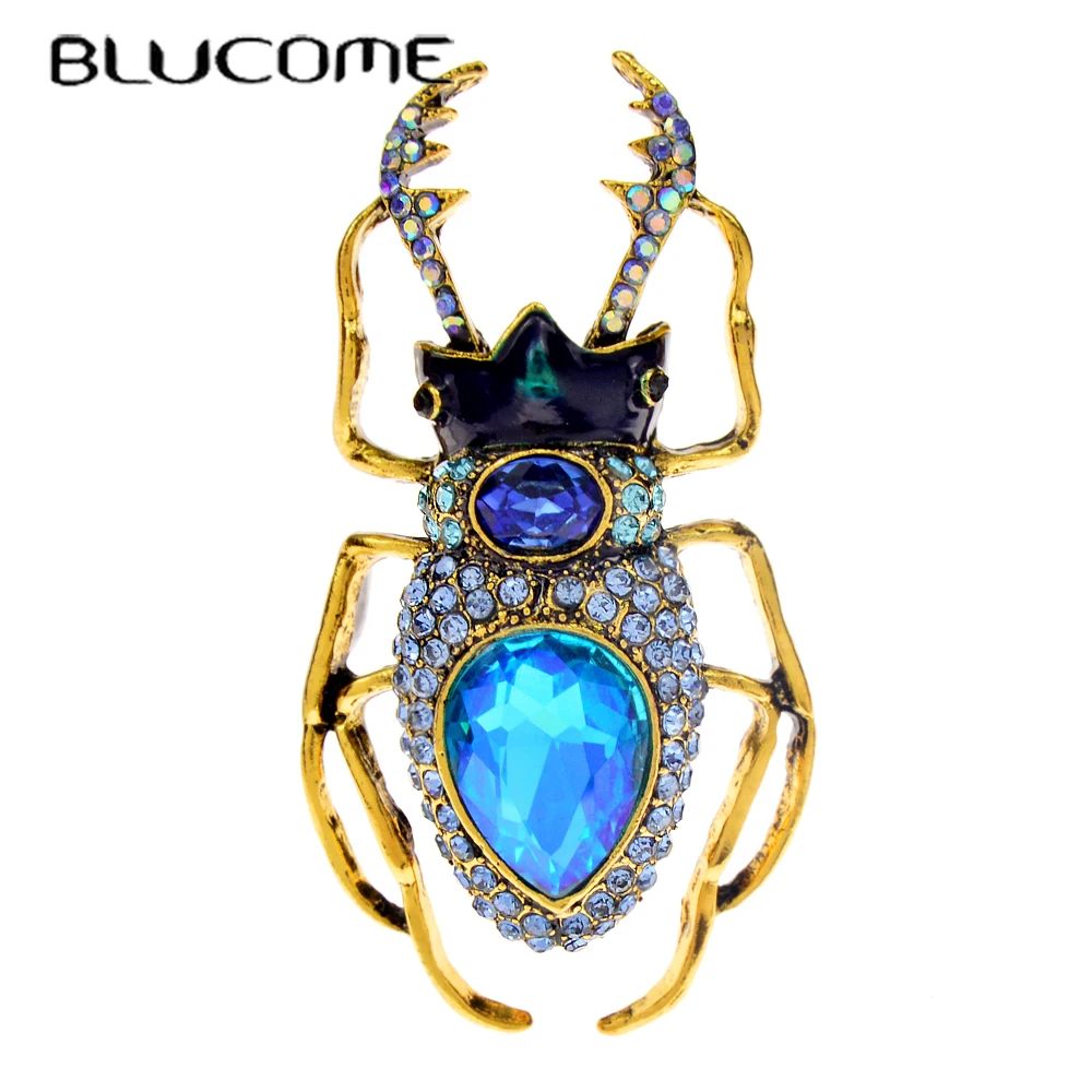 Vintage Fashion Bug - Blucome Blaue Kristallkäfer Broschen Für Frauen