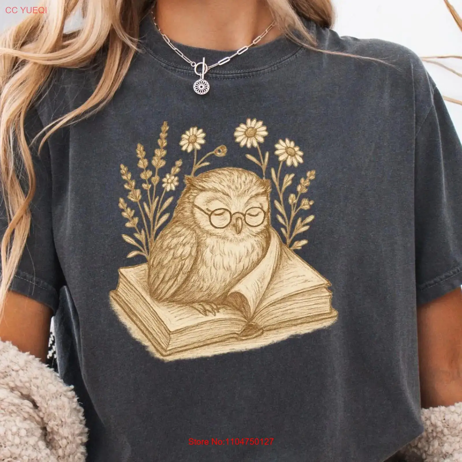 Vintage Fashion Books - T-Shirt für Buchliebhaber, Bibliothekar, Eule, Bücherwurm,