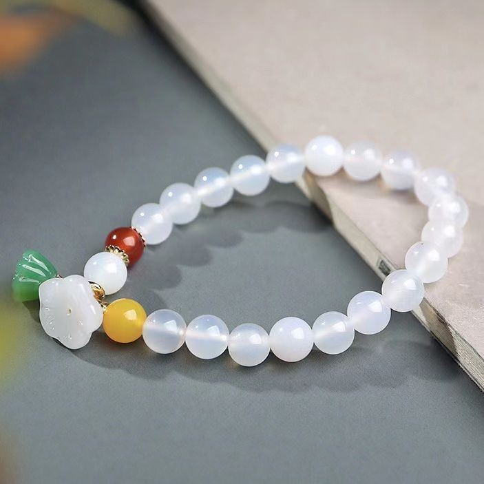 Weißes Achat-Armband mit Lotus – Vintage Fashion Tiktok Bewertung und Preis