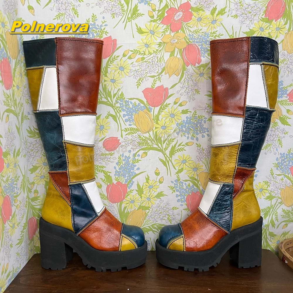 Damen Retro Patchwork Leder Kn – Vintage Fashion Y2K Bewertung und Preis