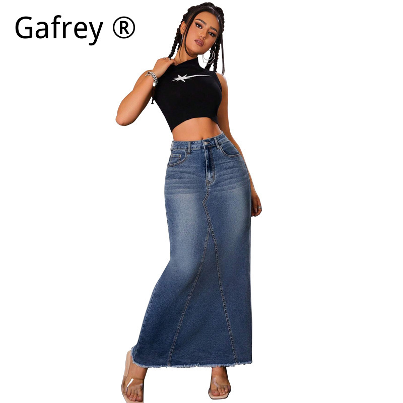 Damen Jeansrock in Midi-Länge  – Vintage Fashion Streetwear Bewertung und Preis